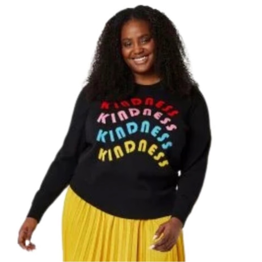 Abbot Elementary Vibrant Black Sweater with Multicolor 'Kindness' Design